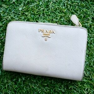 Prada Saffiano Bifold Wallet with Gold Logo